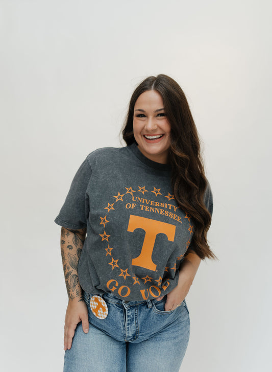 TENNESSEE VOLUNTEERS ON POINT OVERSIZED CREWNECK TEE - GREY