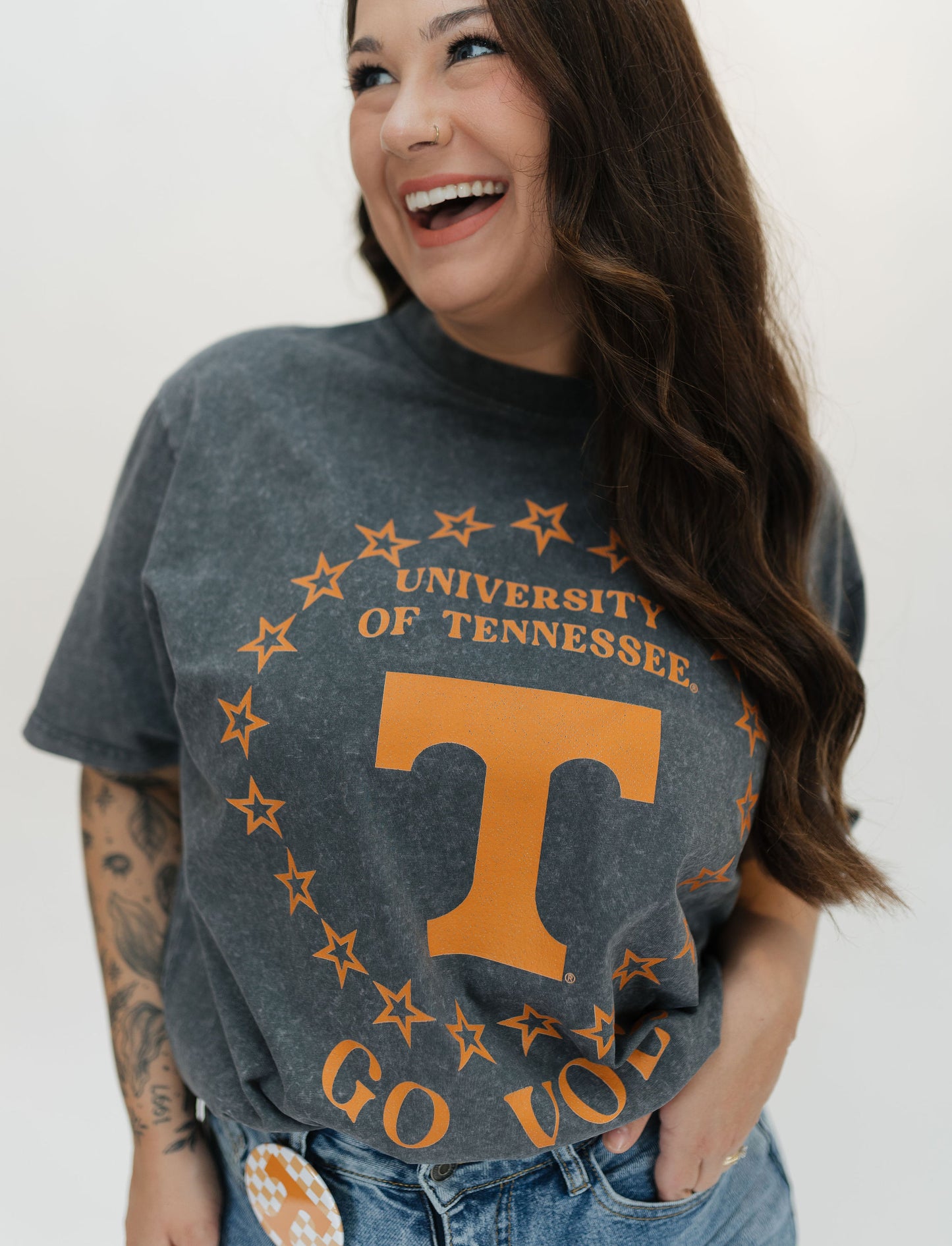 TENNESSEE VOLUNTEERS ON POINT OVERSIZED CREWNECK TEE - GREY