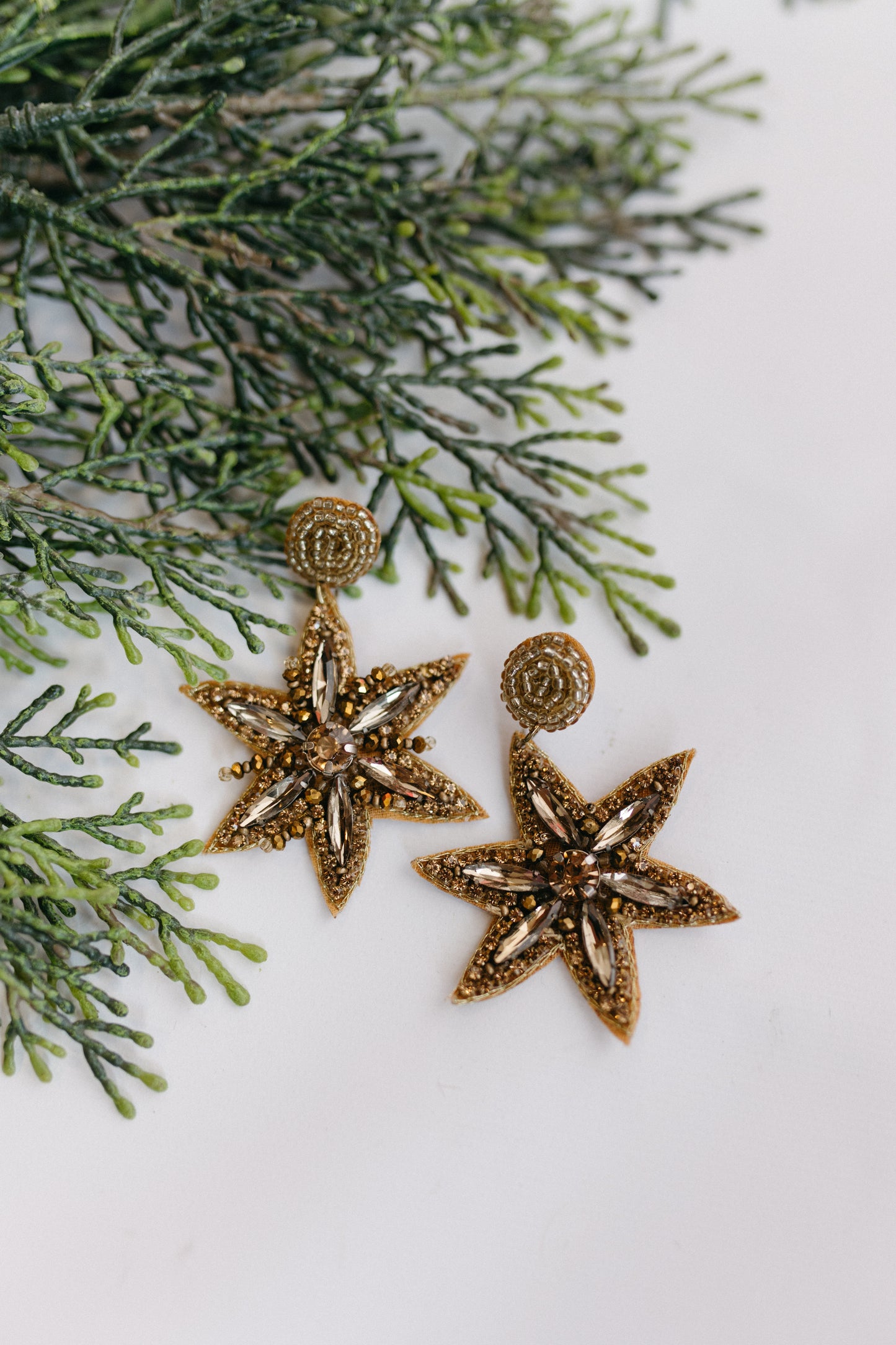 GOLD STAR BEADED EARRINGS