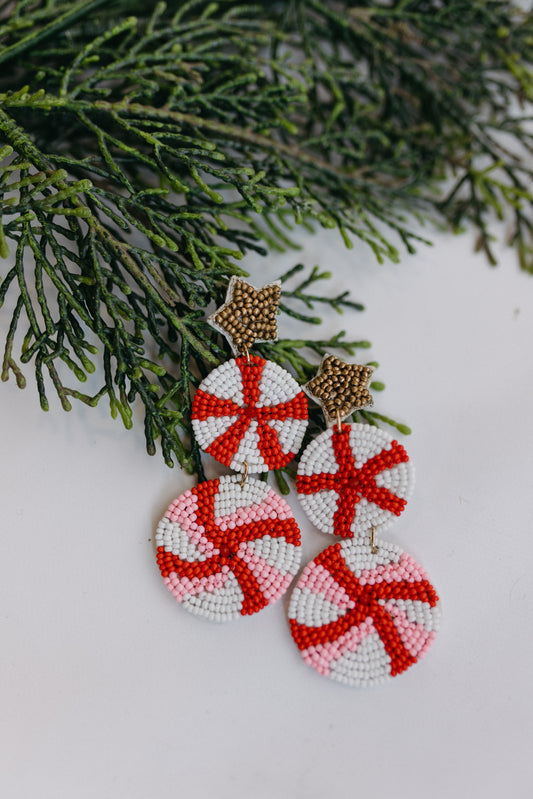 PEPPERMINT BEADED EARRINGS