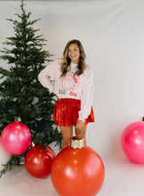 Load image into Gallery viewer, METALLIC SMOCKED SHORTS - RED
