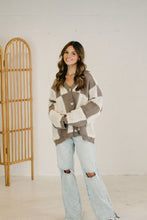 Load image into Gallery viewer, CHEZZY CHECKERED V-NECK CARDIGAN - MOCHA
