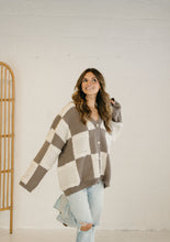Load image into Gallery viewer, CHEZZY CHECKERED V-NECK CARDIGAN - MOCHA
