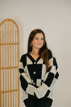 Load image into Gallery viewer, CHEZZY CHECKERED V-NECK CARDIGAN - BLACK
