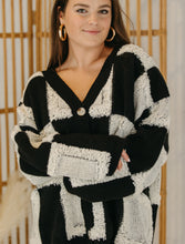 Load image into Gallery viewer, CHEZZY CHECKERED V-NECK CARDIGAN - BLACK
