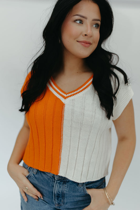 GO TEAM CROPPED SWEATER TOP