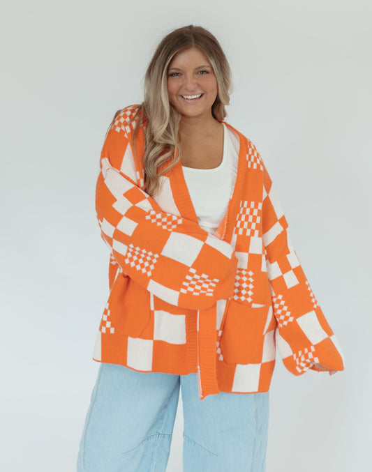 CHECKERBOARD CARDIGAN