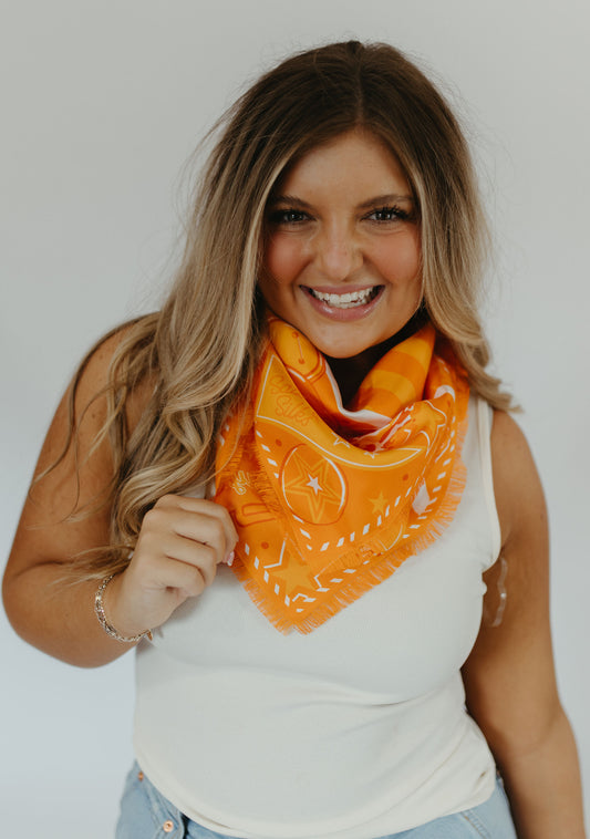 TRUE ORANGE FRINGED SPIRIT SCARF