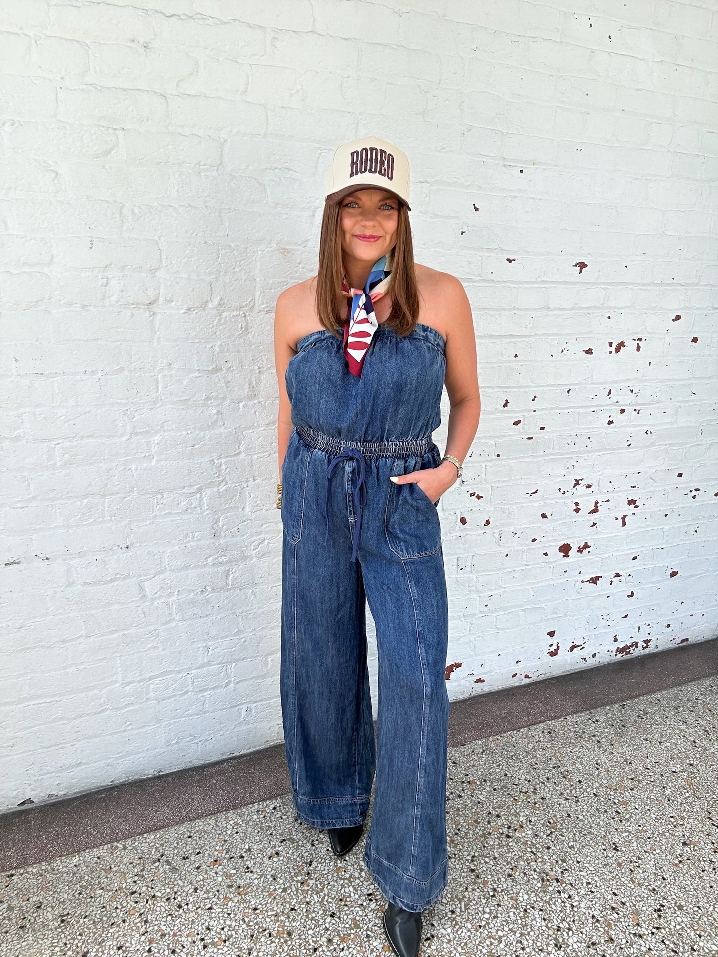 OUT LATE DENIM JUMPSUIT