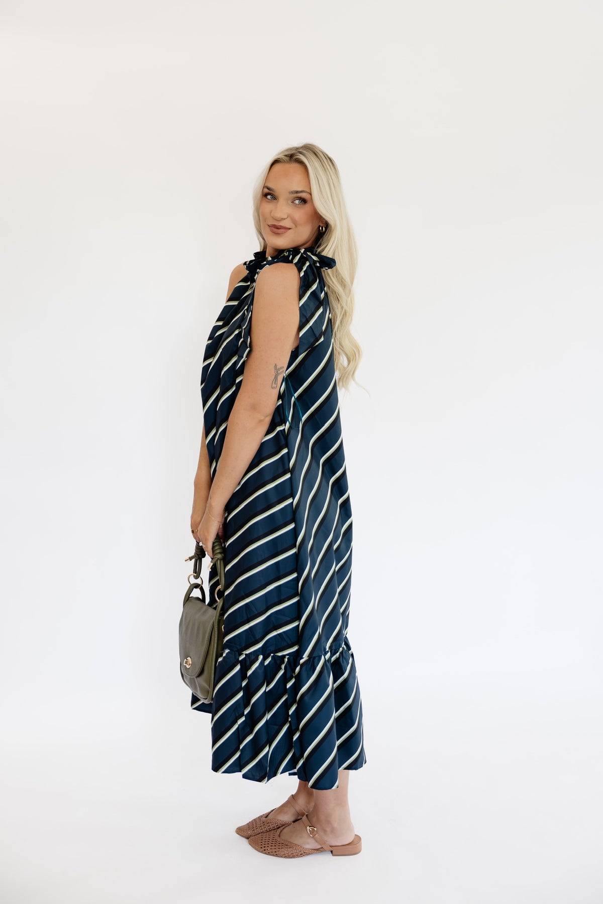 CLAUDIA STRIPED MIDI DRESS