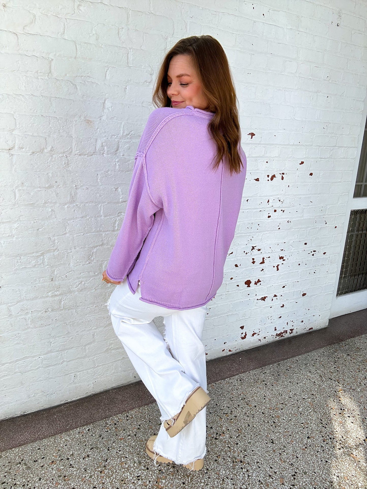 BASIC SWEATER TOP - DEEP LILAC