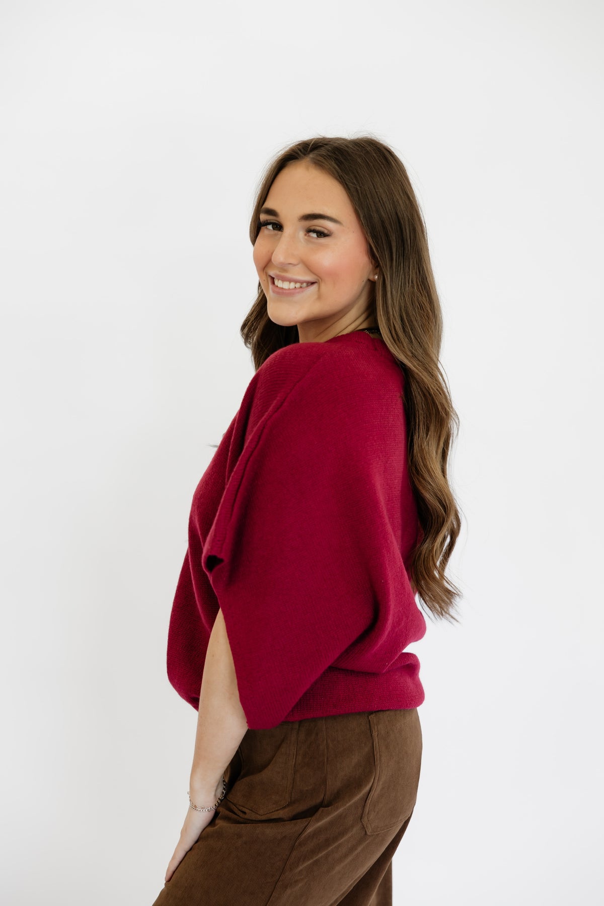 SIMPLE SWEATER TOP - WINE