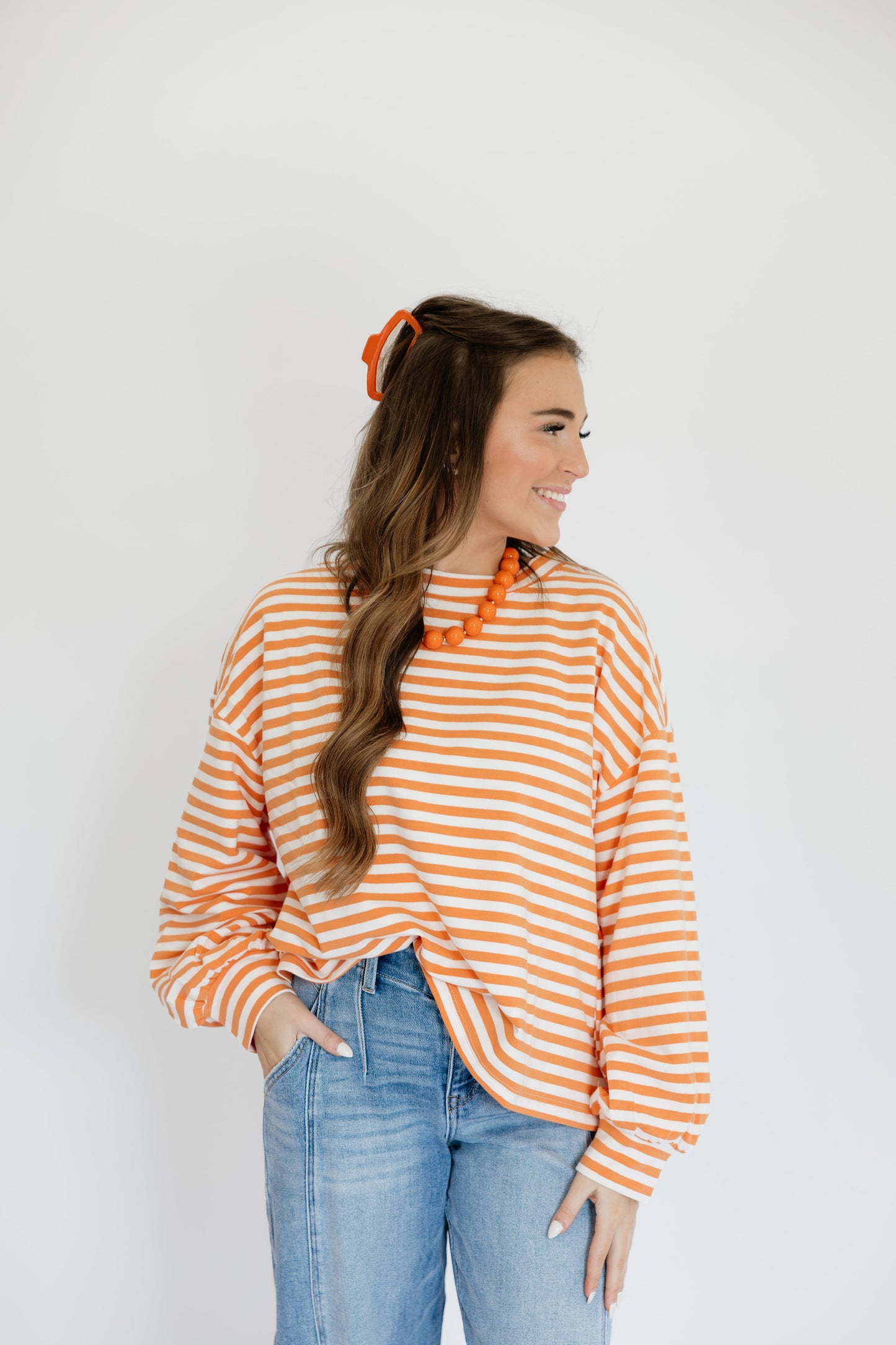 OVERSIZED STRIPE GAMEDAY TOP - LONG SLEEVE