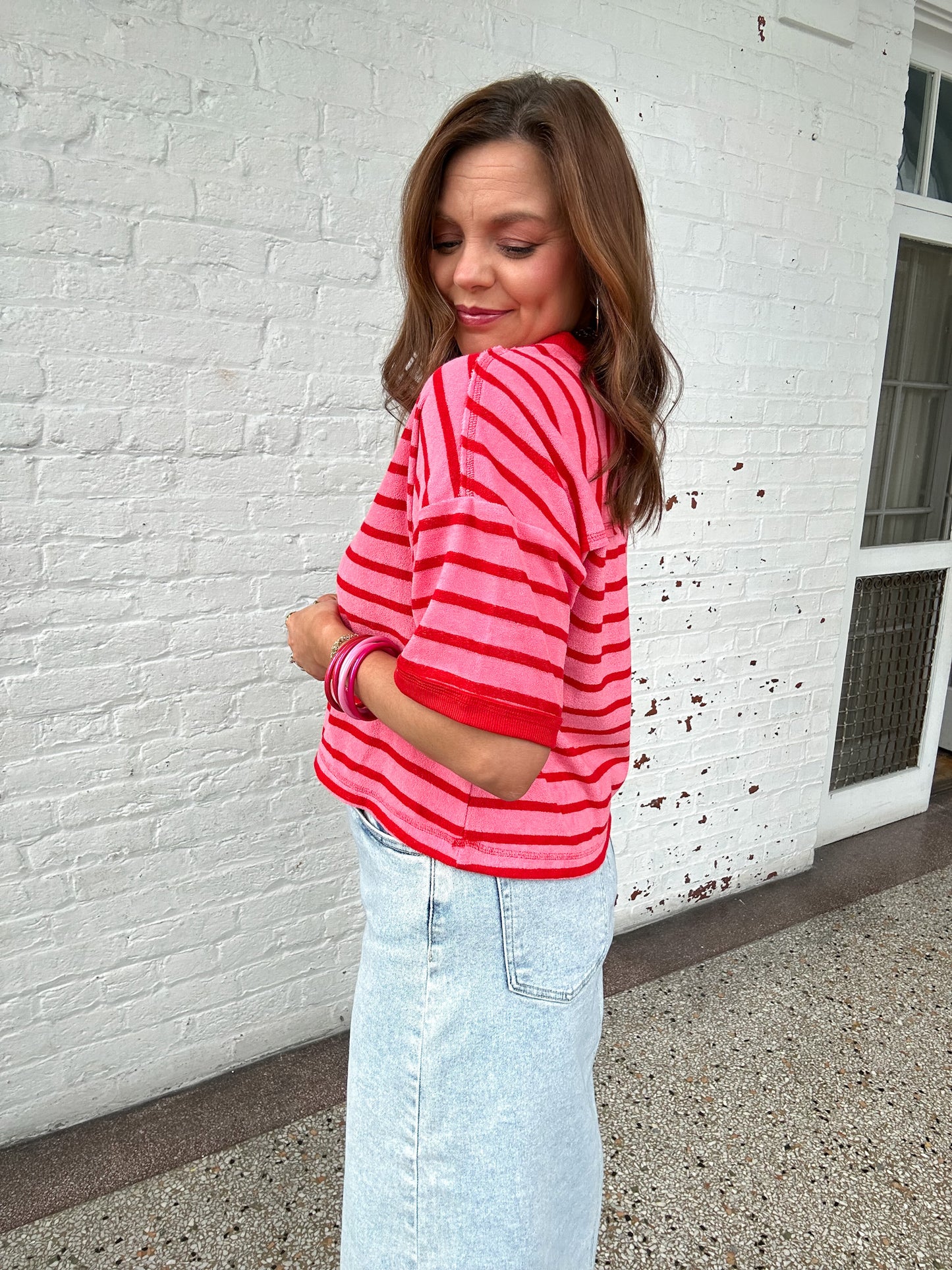 CANDY HEART STRIPED TOP