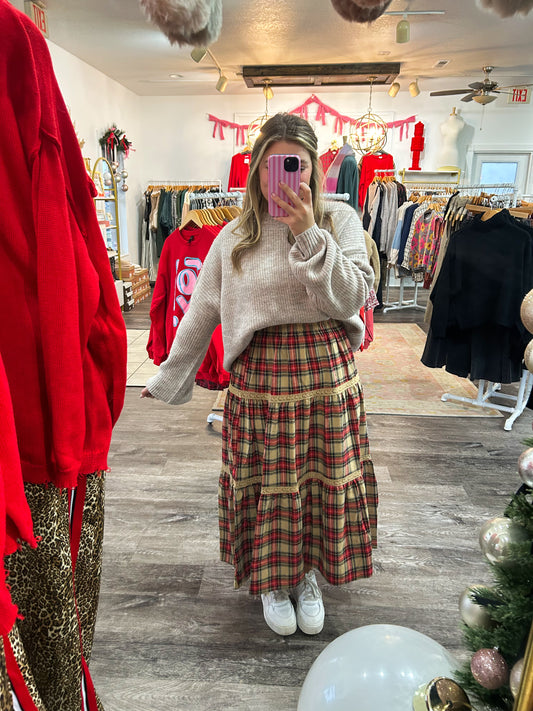 VINTAGE PLAID MAXI SKIRT