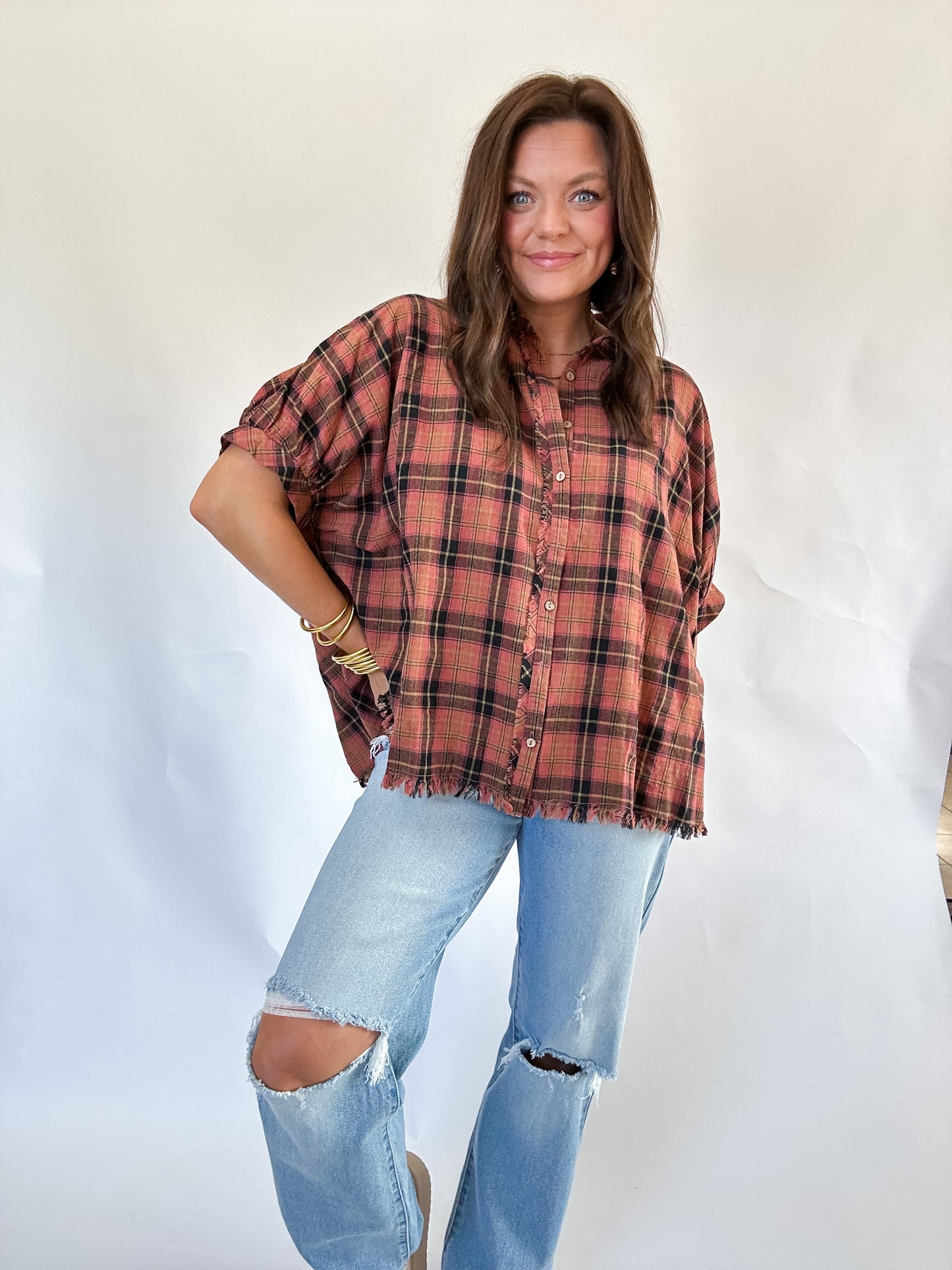 JEAN ROSE PLAID TOP