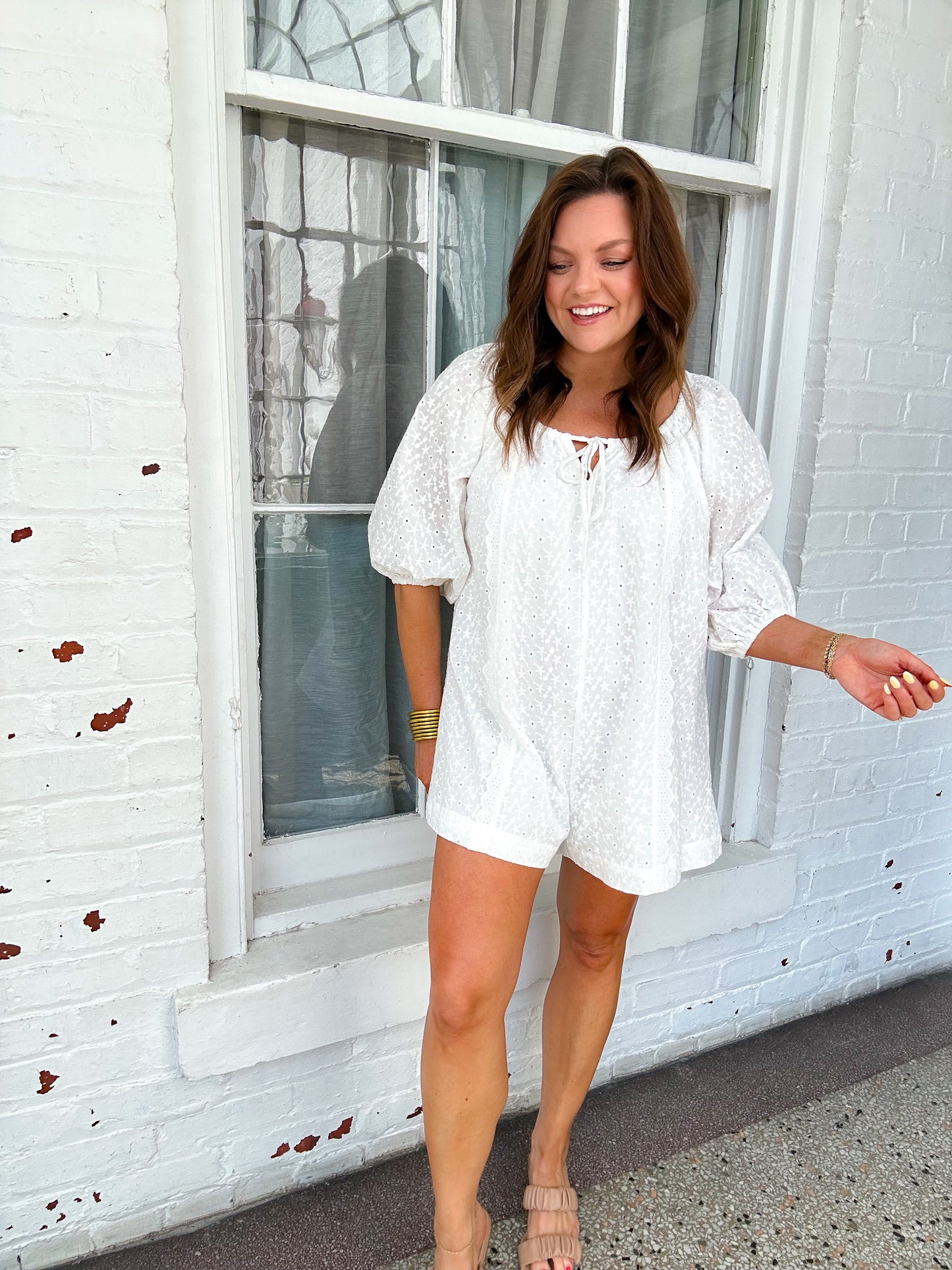 SUMMER FUN EYELET ROMPER