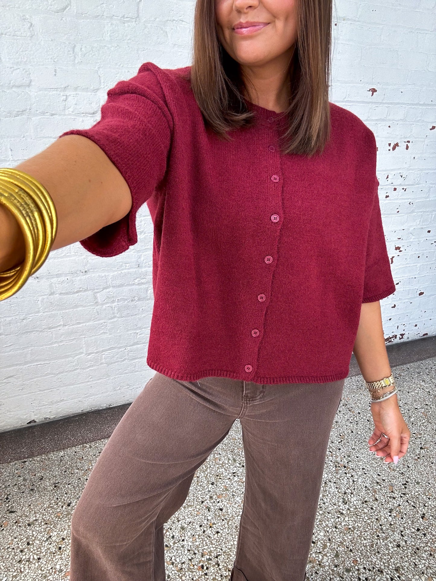COZY MAROON CARDIGAN TOP