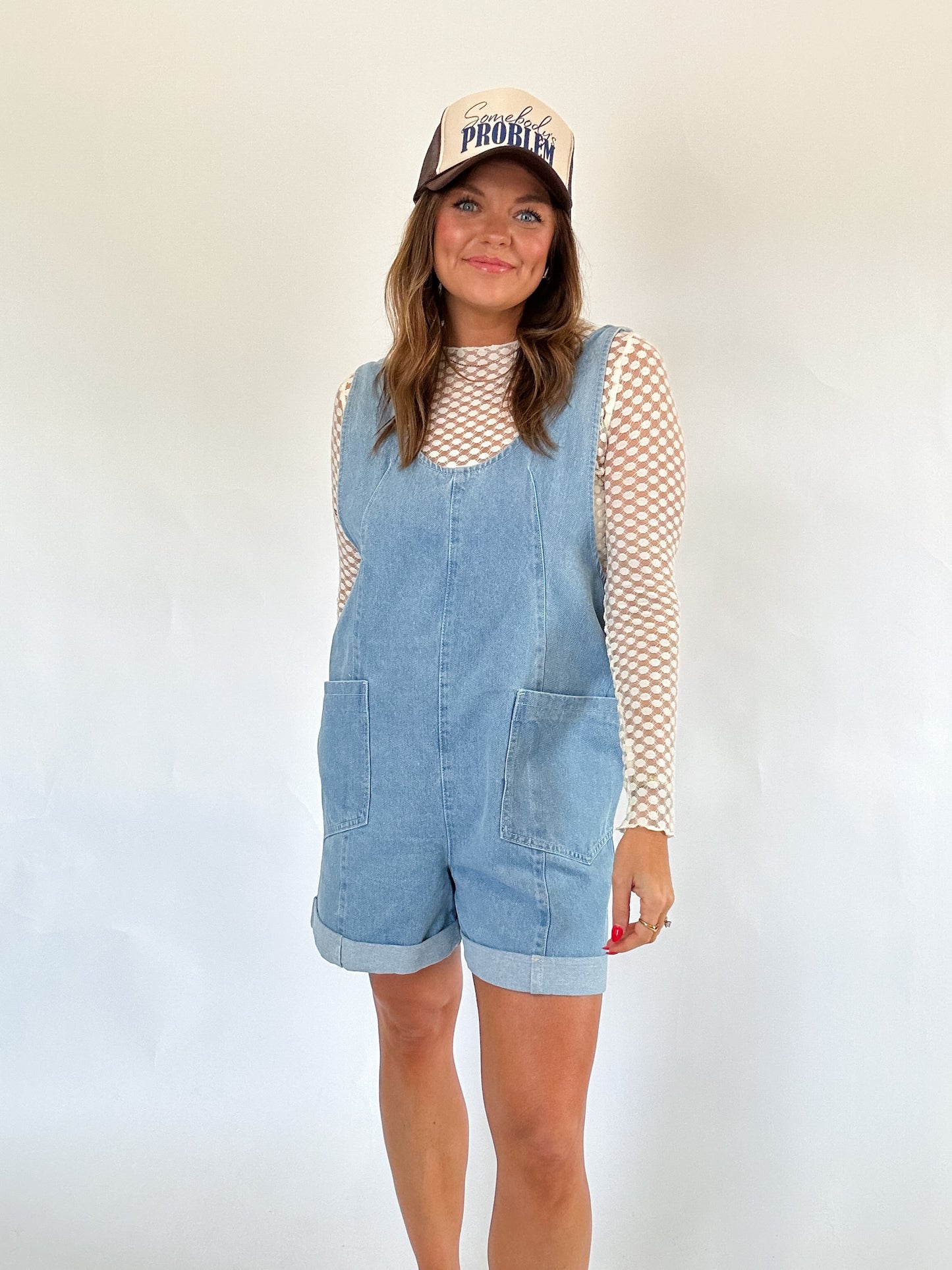 LAST NIGHT DENIM ROMPER