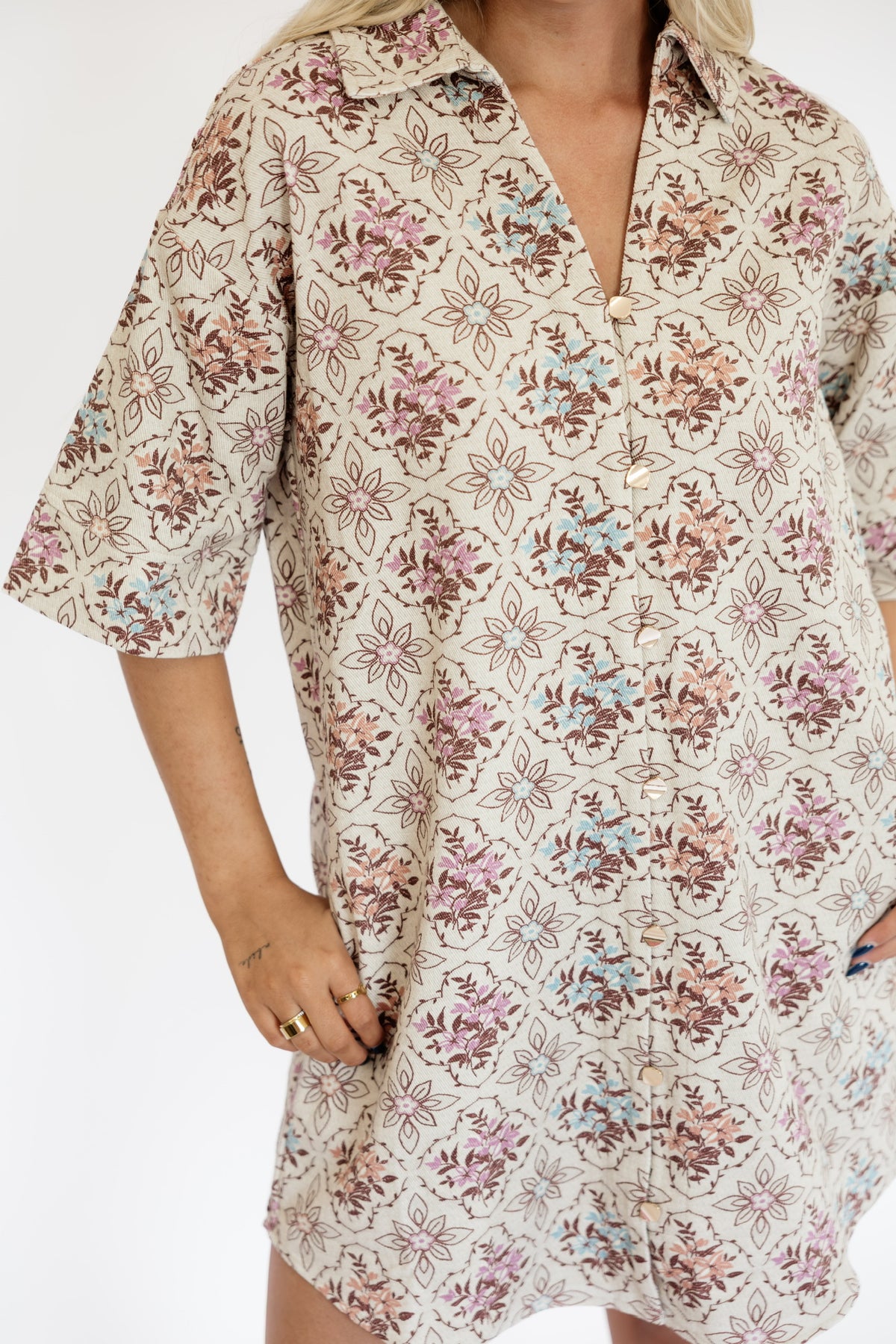 MUTED FLORALS MINI DRESS