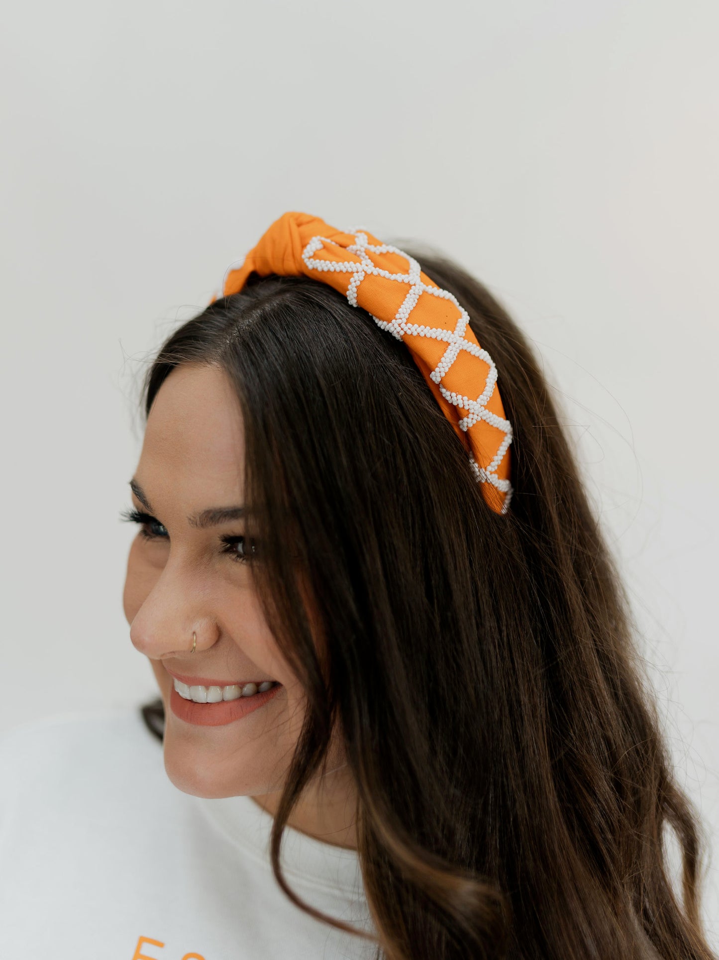 ORANGE & WHITE LATTICE HEADBAND