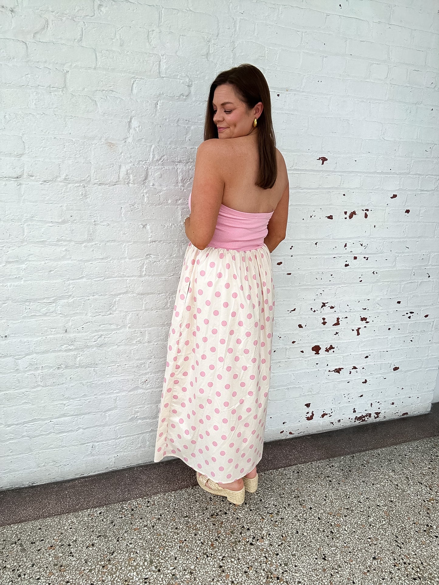 TIMELESS POLKA DOT MAXI DRESS - PINK