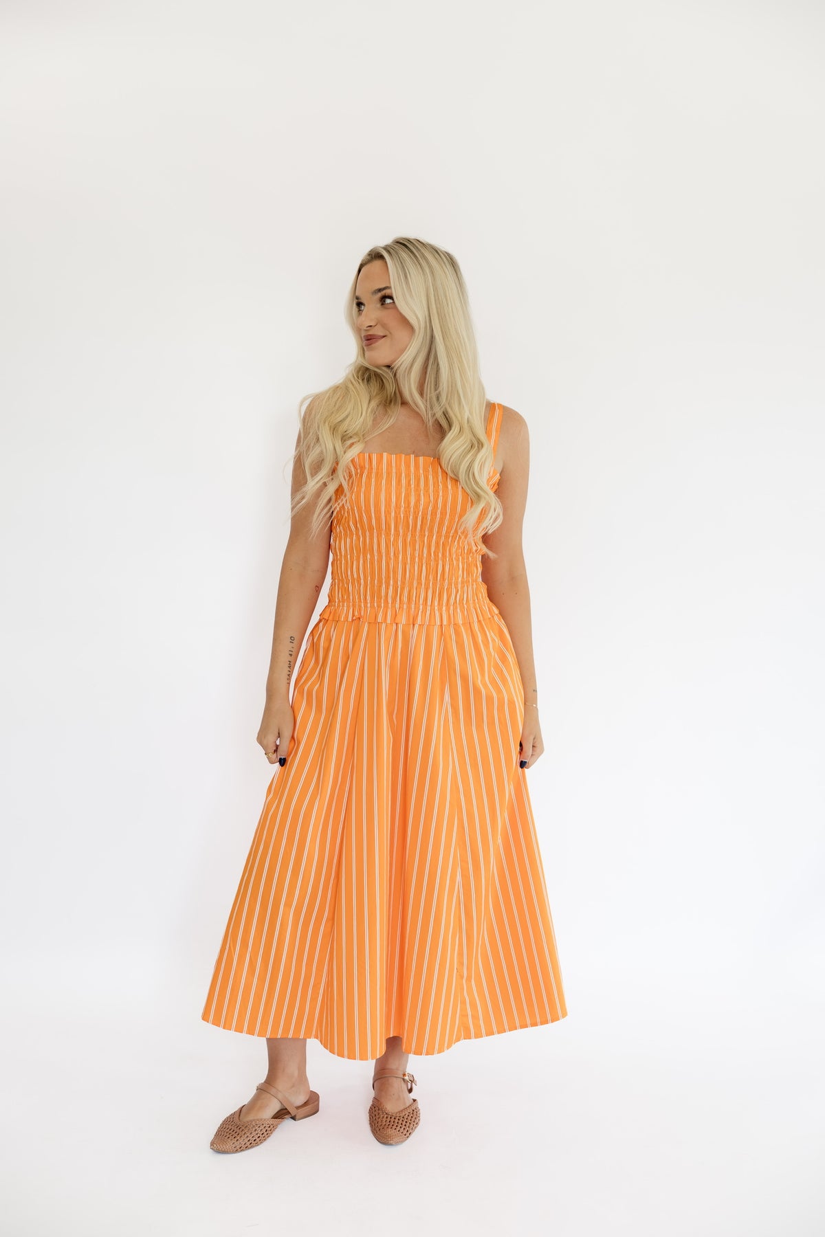 ORANGE POPPI MIDI DRESS