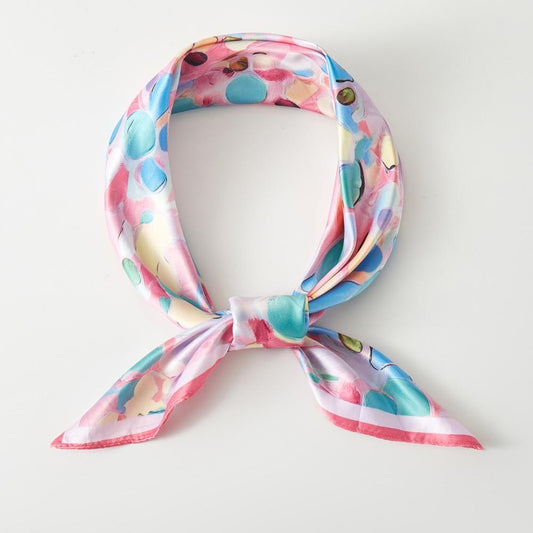 WATERCOLOR PRINT BANDANA SCARF - PINK