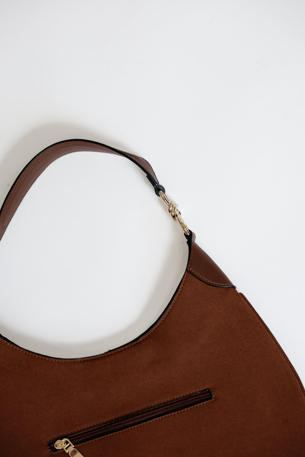 VANESSA FAUX SUEDE HOBO BAG - BROWN