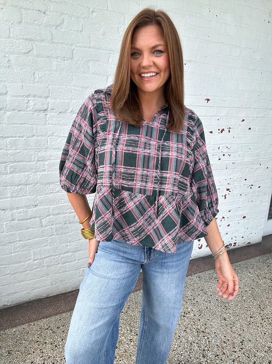 PRETTY IN PLAID TOP
