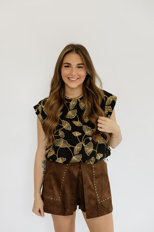 EVIE EMBROIDERED BUBBLE TOP
