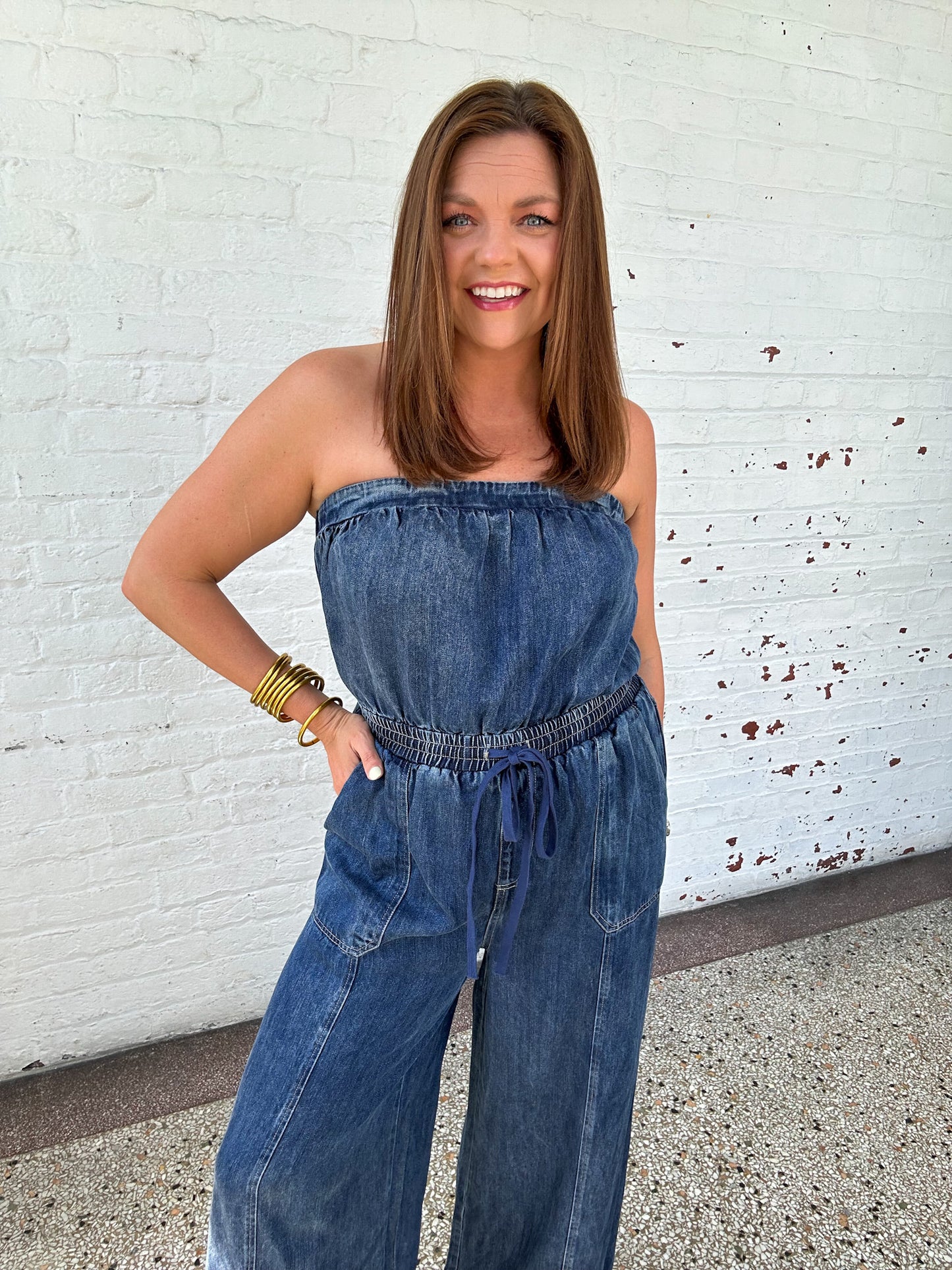 OUT LATE DENIM JUMPSUIT