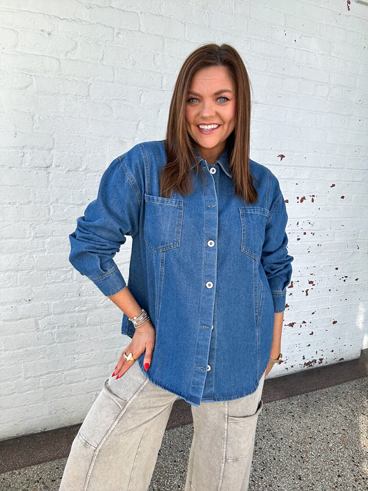 DAZED DENIM OVERSIZED TOP