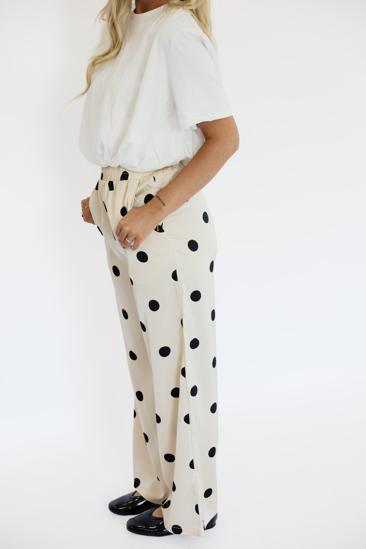 POLKA DOT SATIN TROUSER PANTS