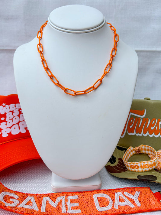 Orange Enamel Paperclip Necklace