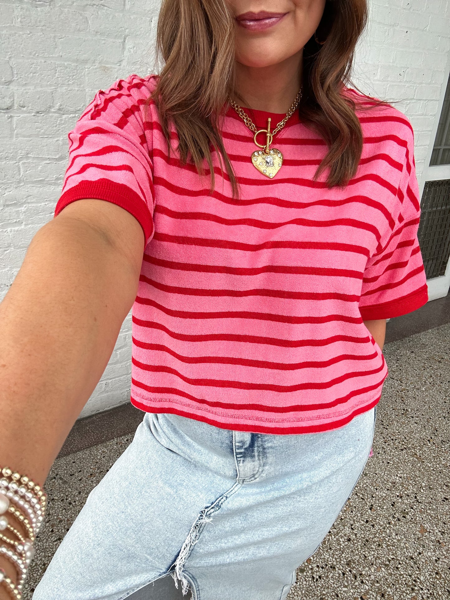 CANDY HEART STRIPED TOP