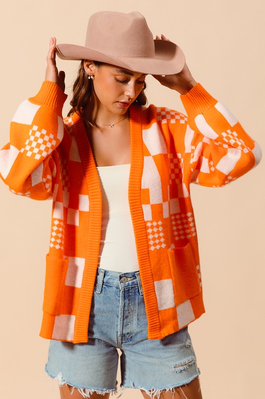 CHECKERBOARD CARDIGAN