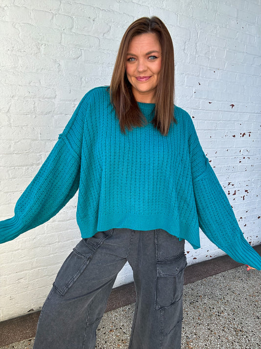 TEAL ME ABOUT IT SWEATER