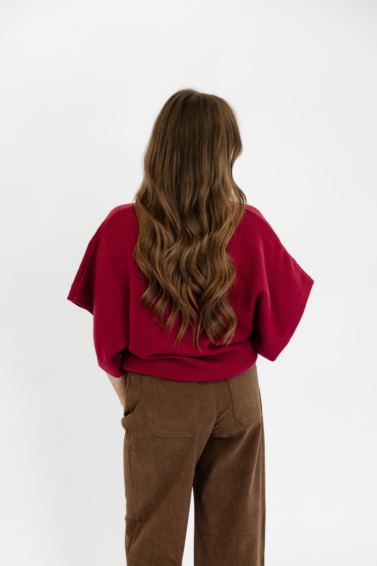 SIMPLE SWEATER TOP - WINE