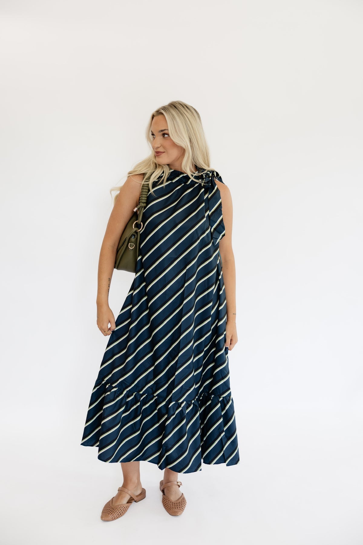 CLAUDIA STRIPED MIDI DRESS
