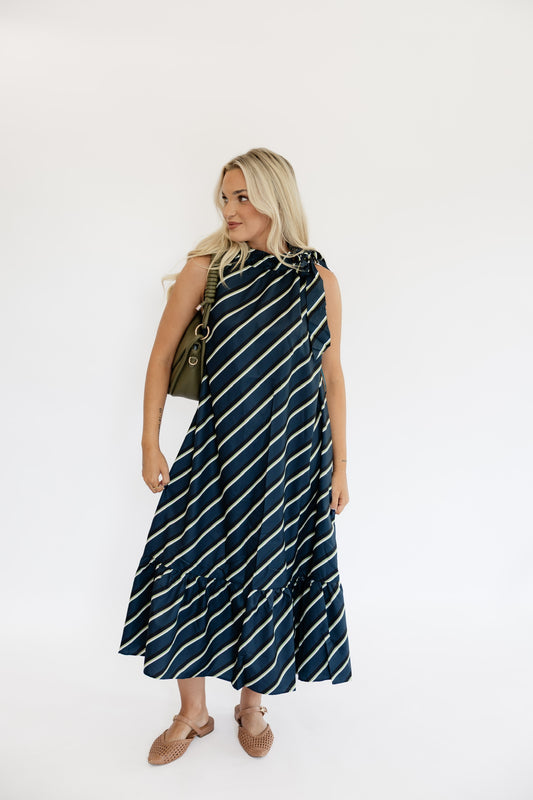 CLAUDIA STRIPED MIDI DRESS