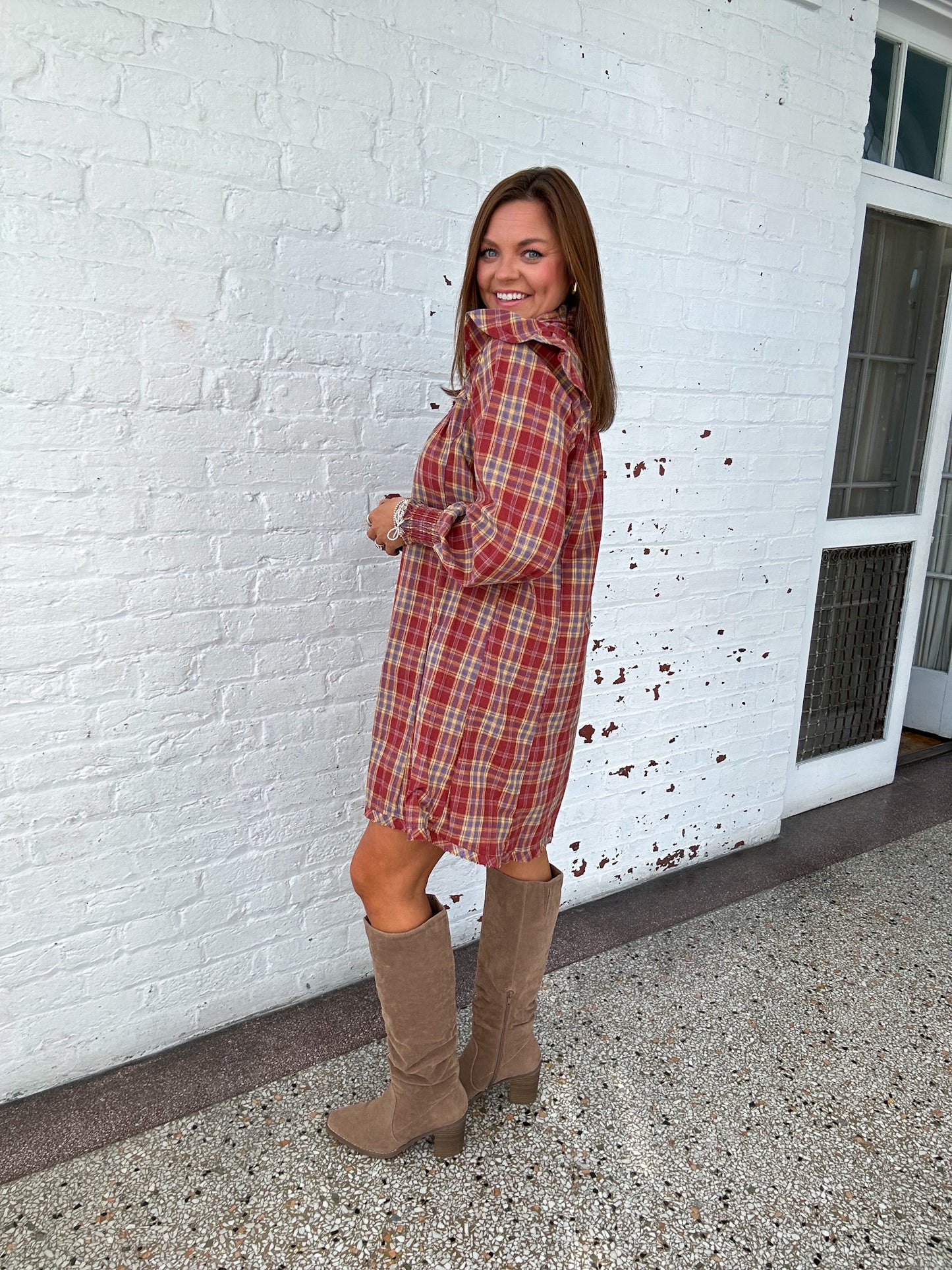 THANKFUL FOR PLAID MINI DRESS