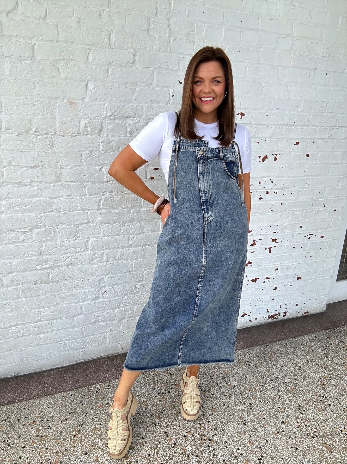 DENIM DETAILS MIDI DRESS