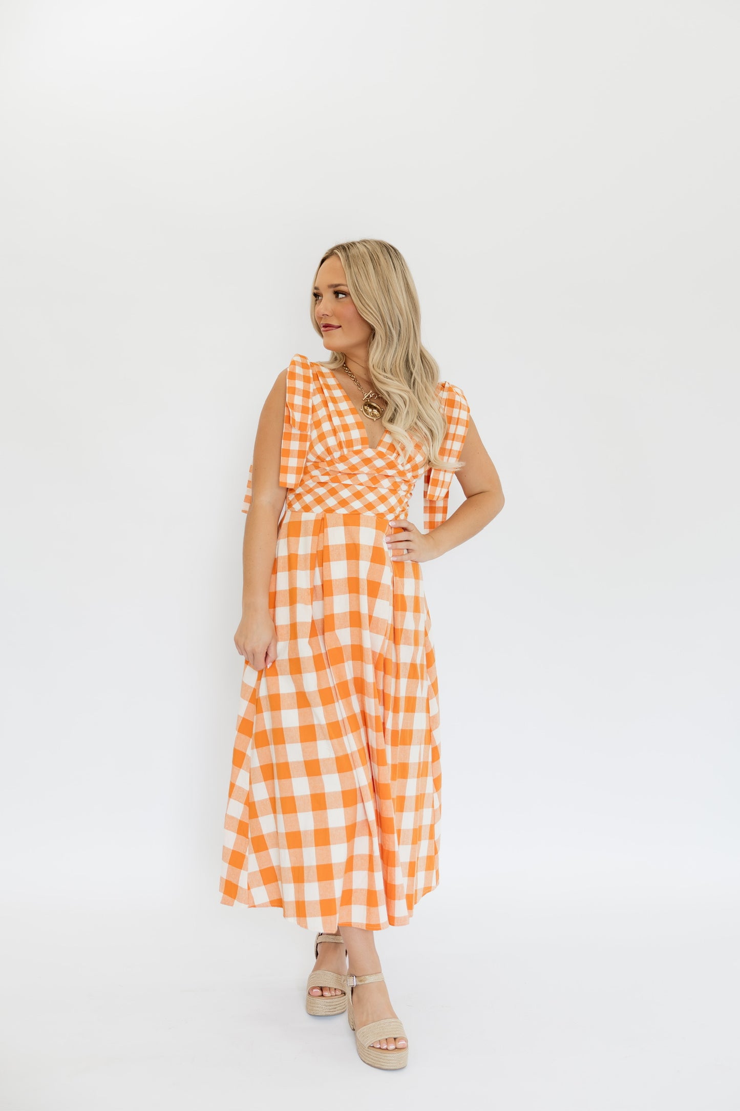 CHECKED IN MAXI DRESS