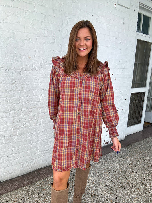 THANKFUL FOR PLAID MINI DRESS