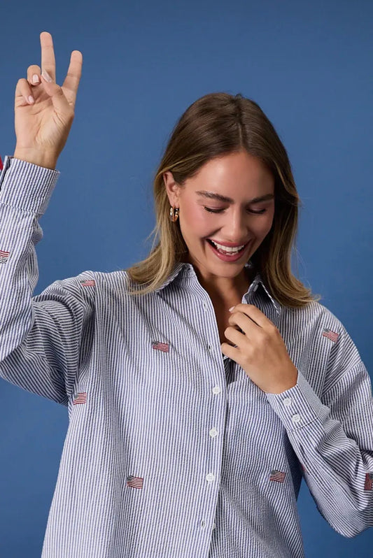 CELEBRATE BUTTON DOWN TOP