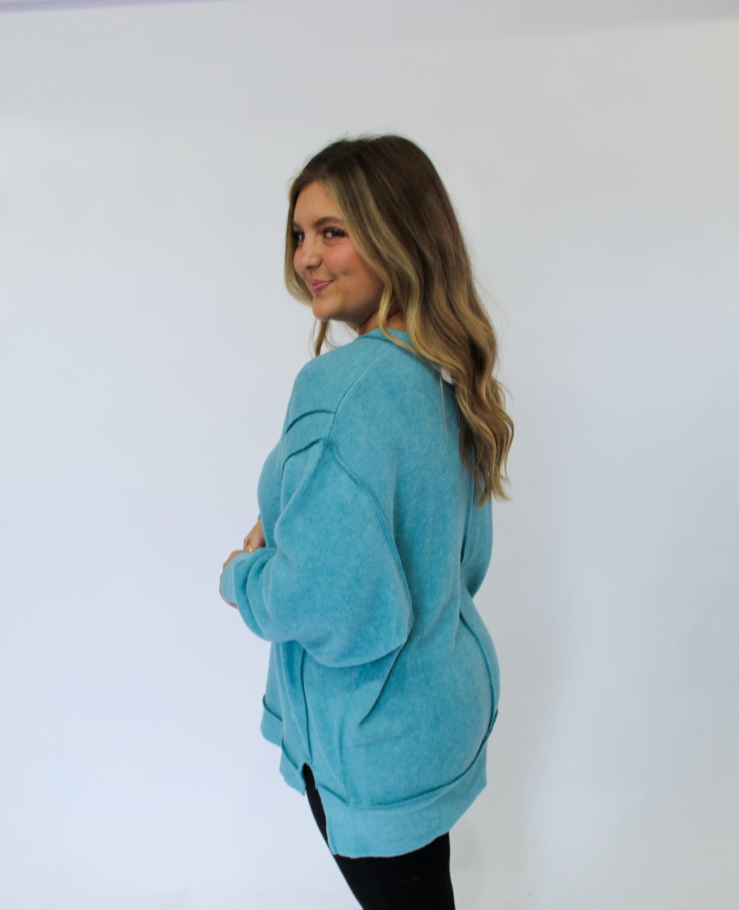COZY ON PULLOVER - DUSTY TEAL