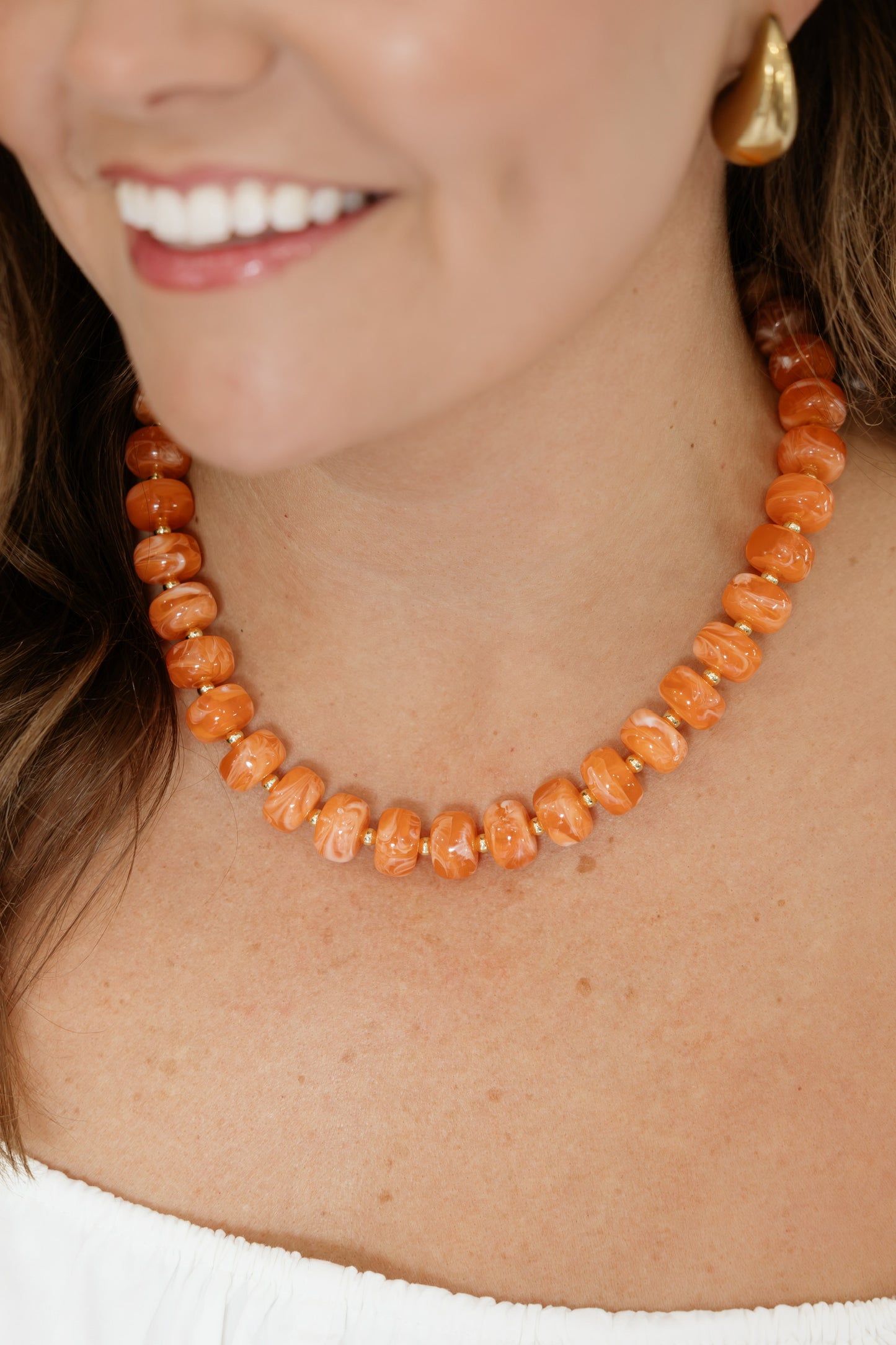 SMALL ORANGE RONDELLE NECKLACE