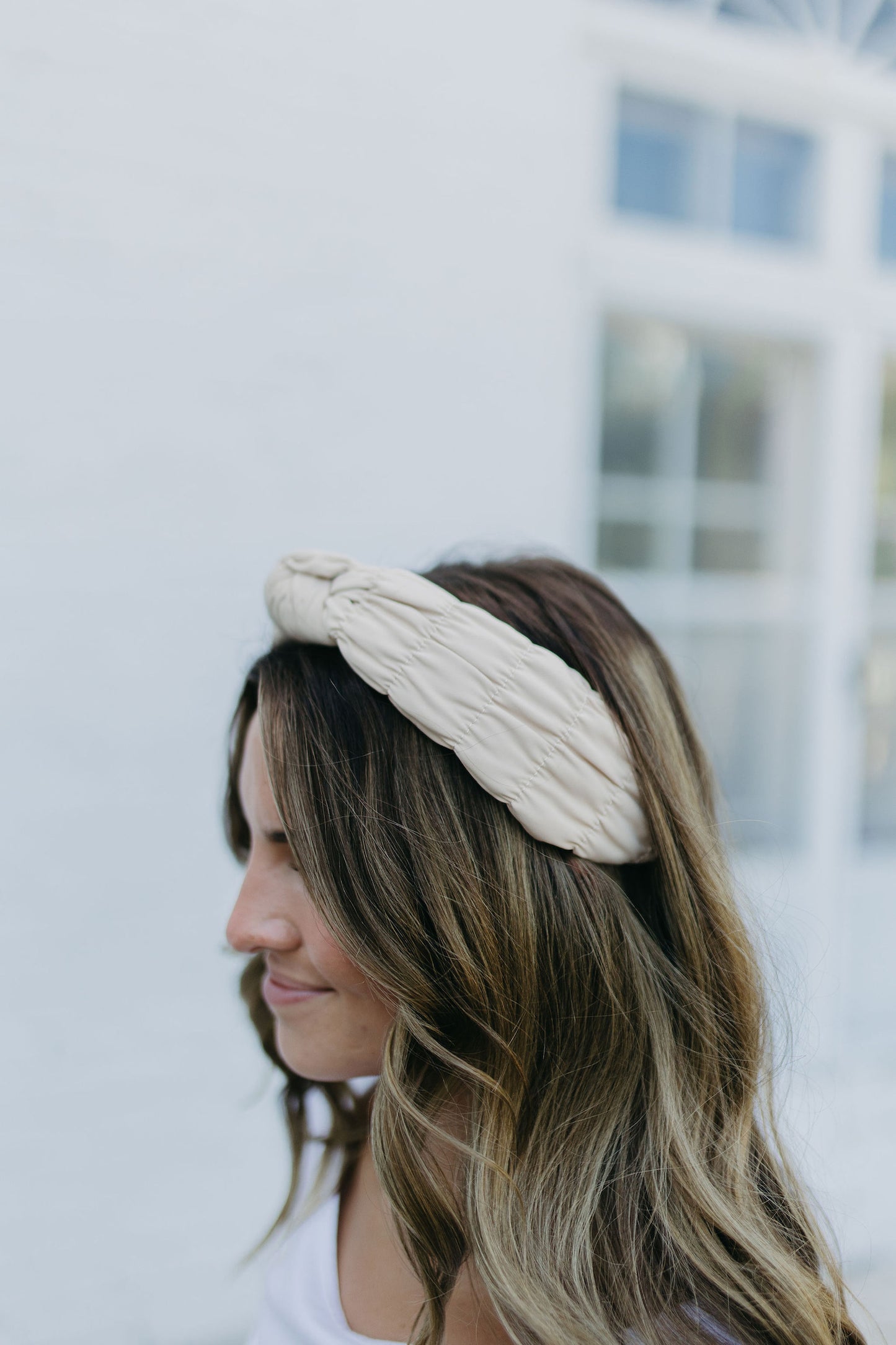 QUILTED HEADBAND - CREAM