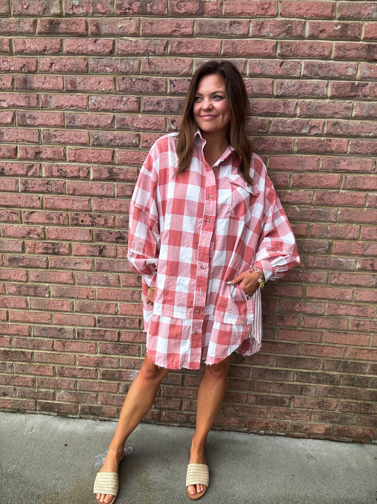 CINNAMON PLAID OVERSIZED DRESS